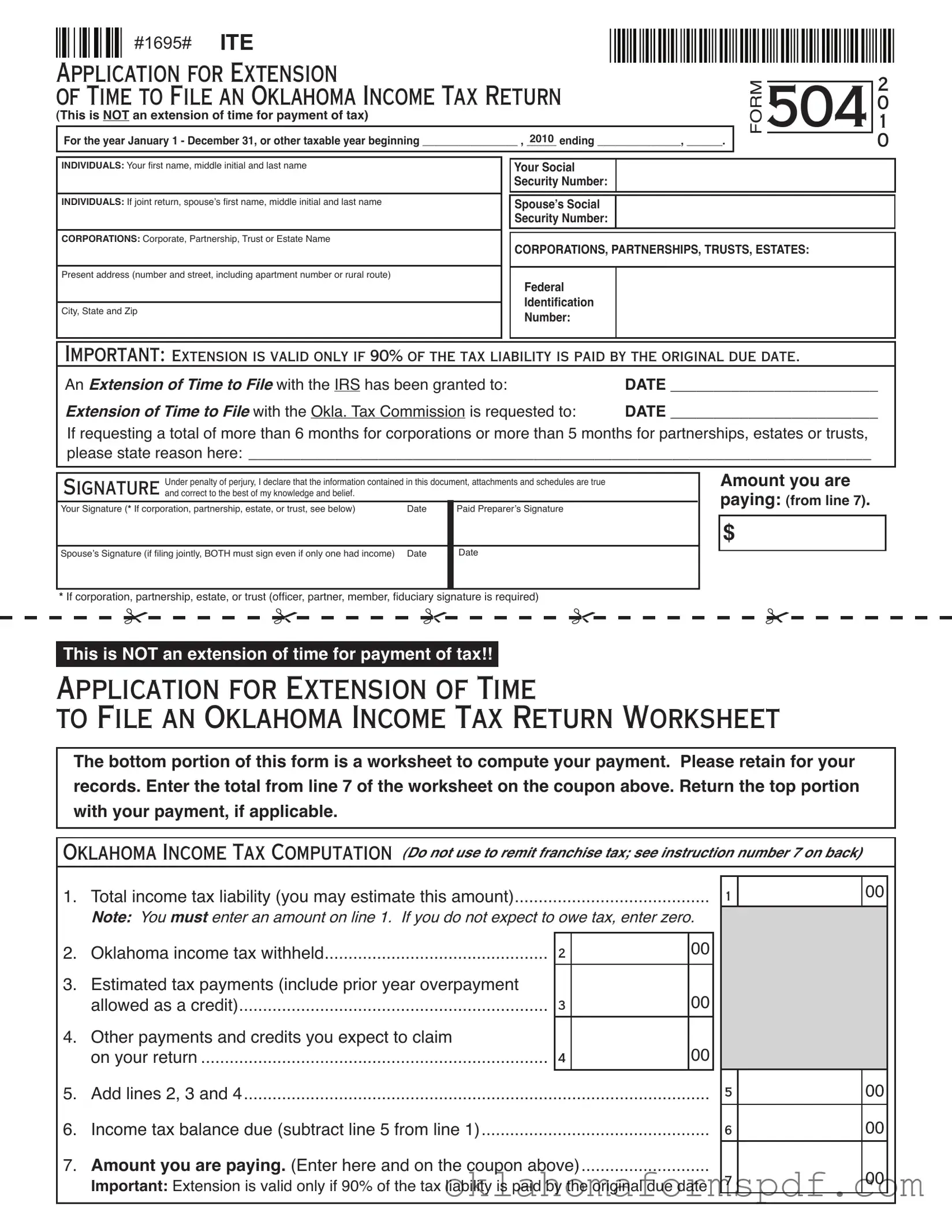 Fill Out a Valid 504 Oklahoma Form