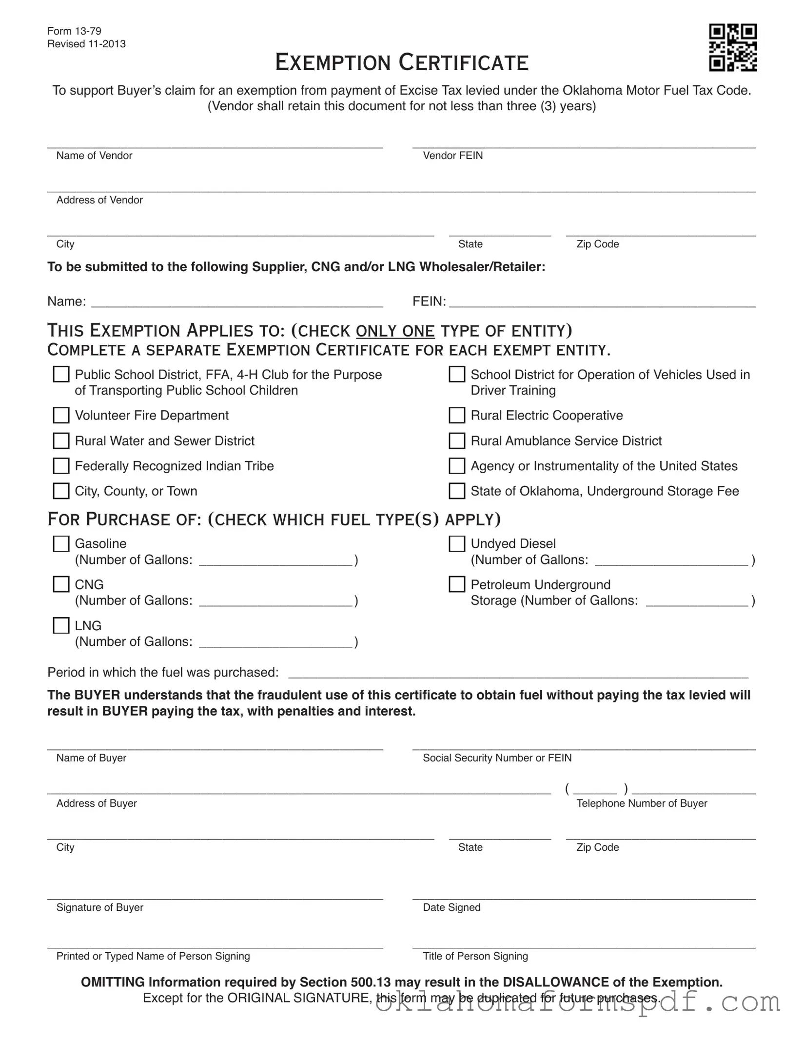 Fill Out a Valid Oklahoma 13 79 Form