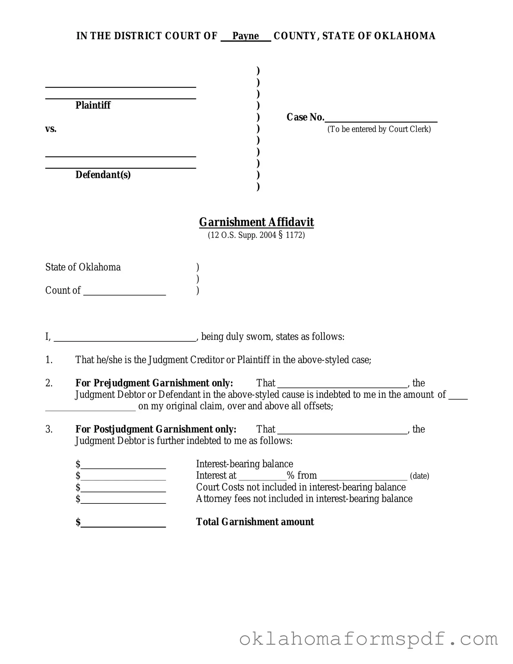 Fill Out a Valid Oklahoma 20 Form