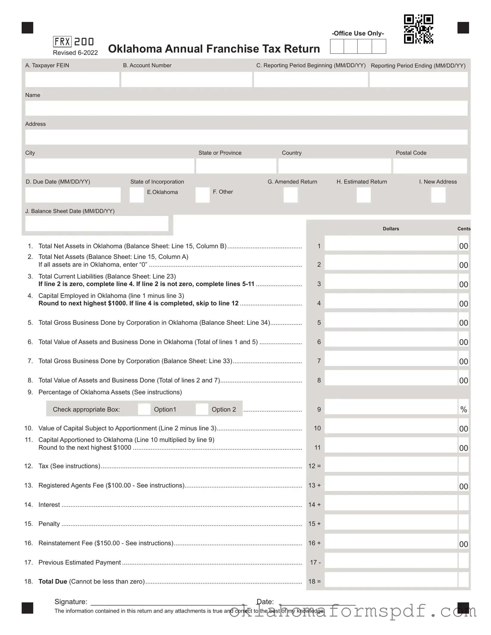Fill Out a Valid Oklahoma 200 Form