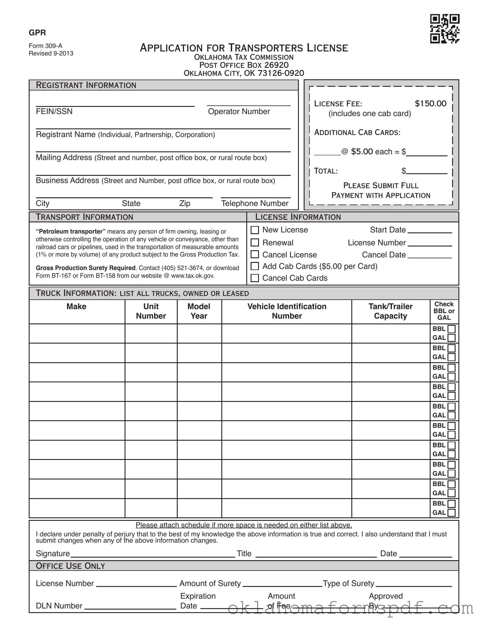 Fill Out a Valid Oklahoma 309A Form