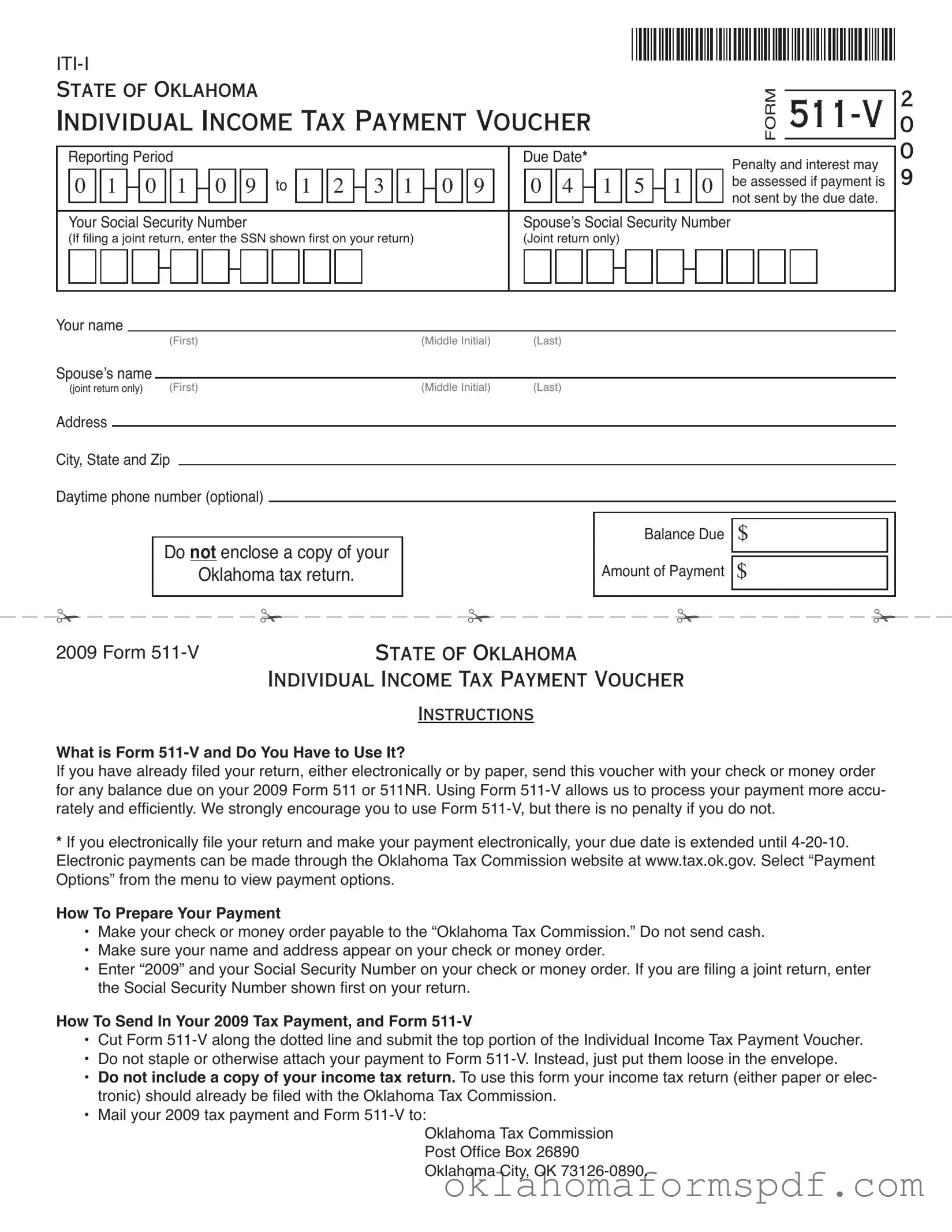Fill Out a Valid Oklahoma 511 V Form