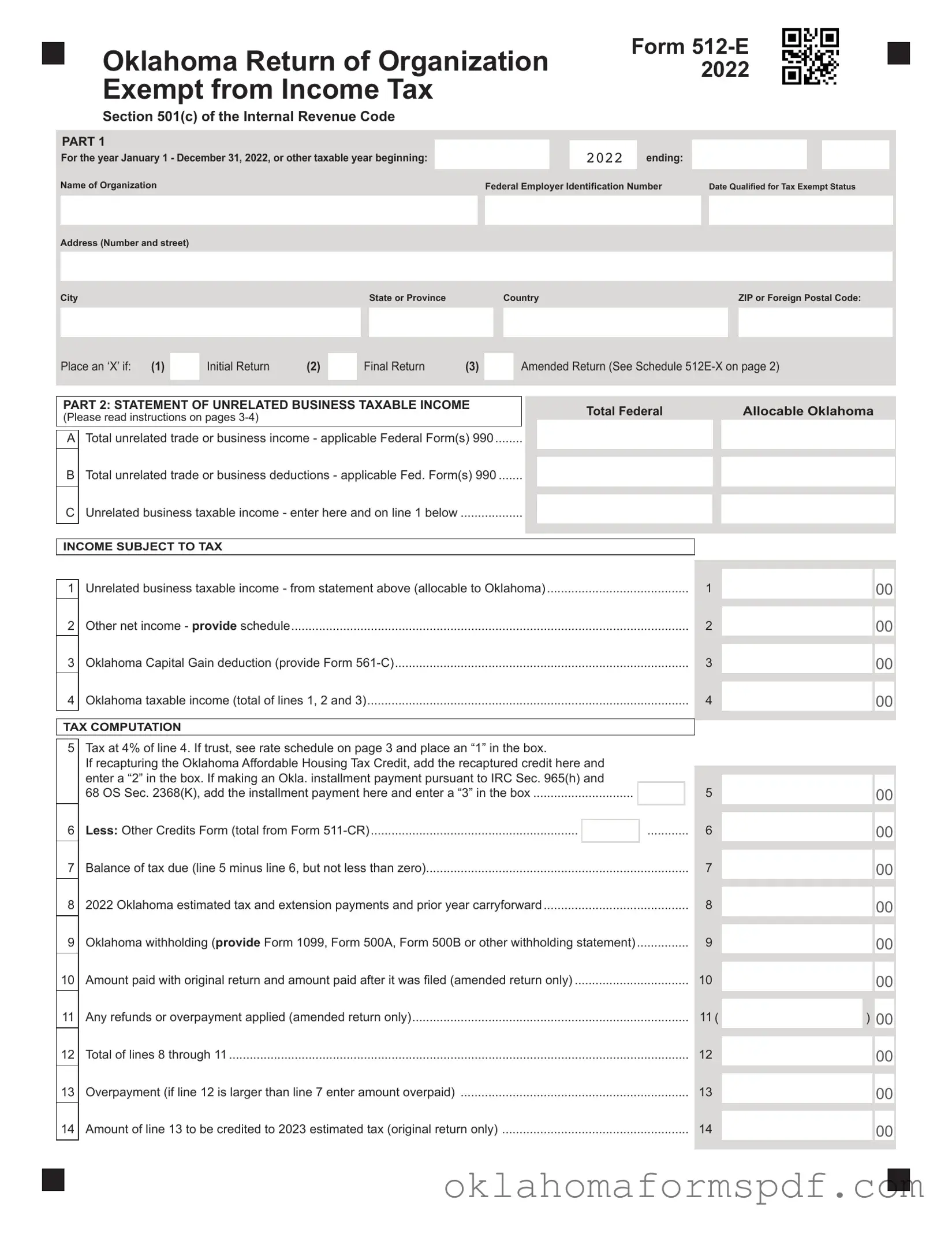 Fill Out a Valid Oklahoma 512E Form