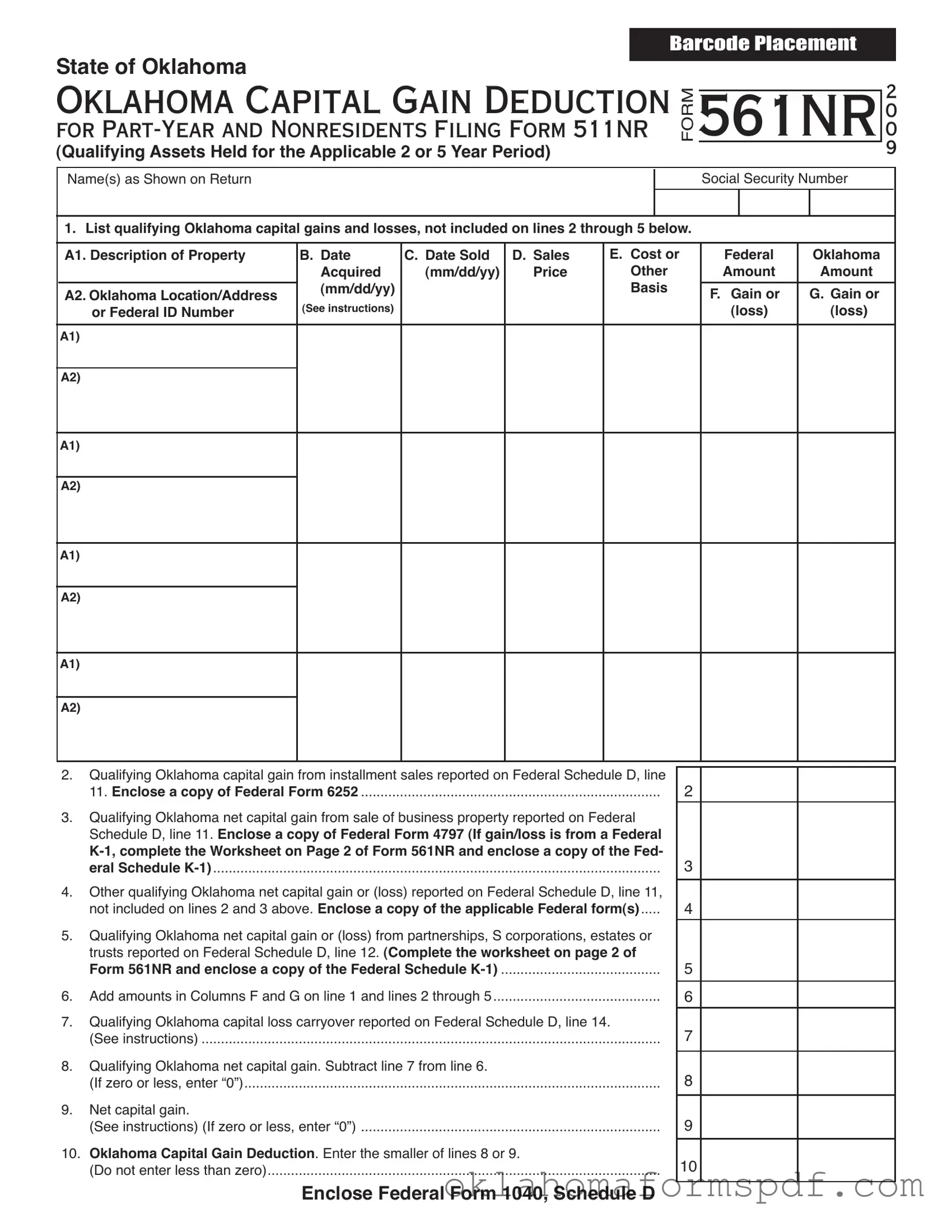 Fill Out a Valid Oklahoma 561Nr Form