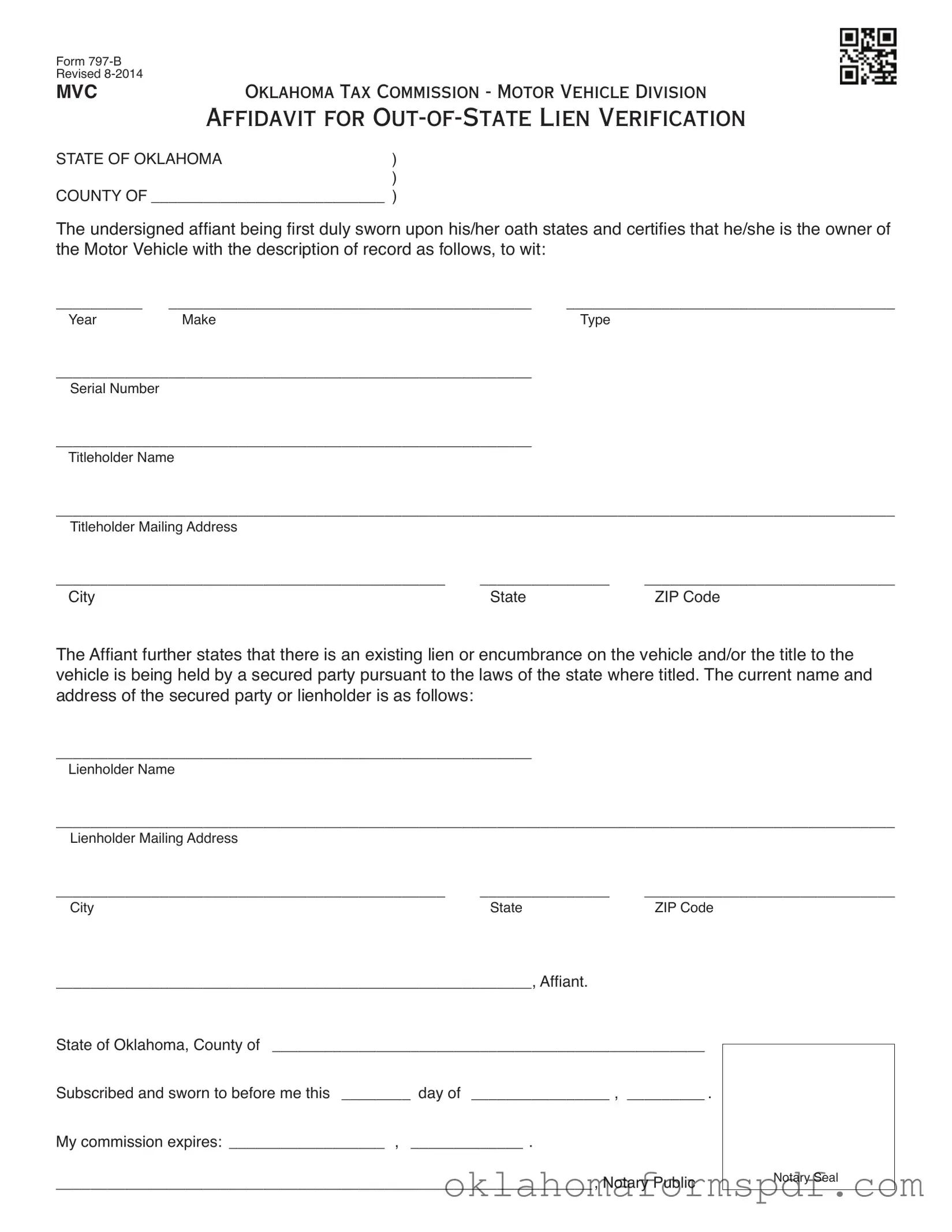 Fill Out a Valid Oklahoma 797 B Form