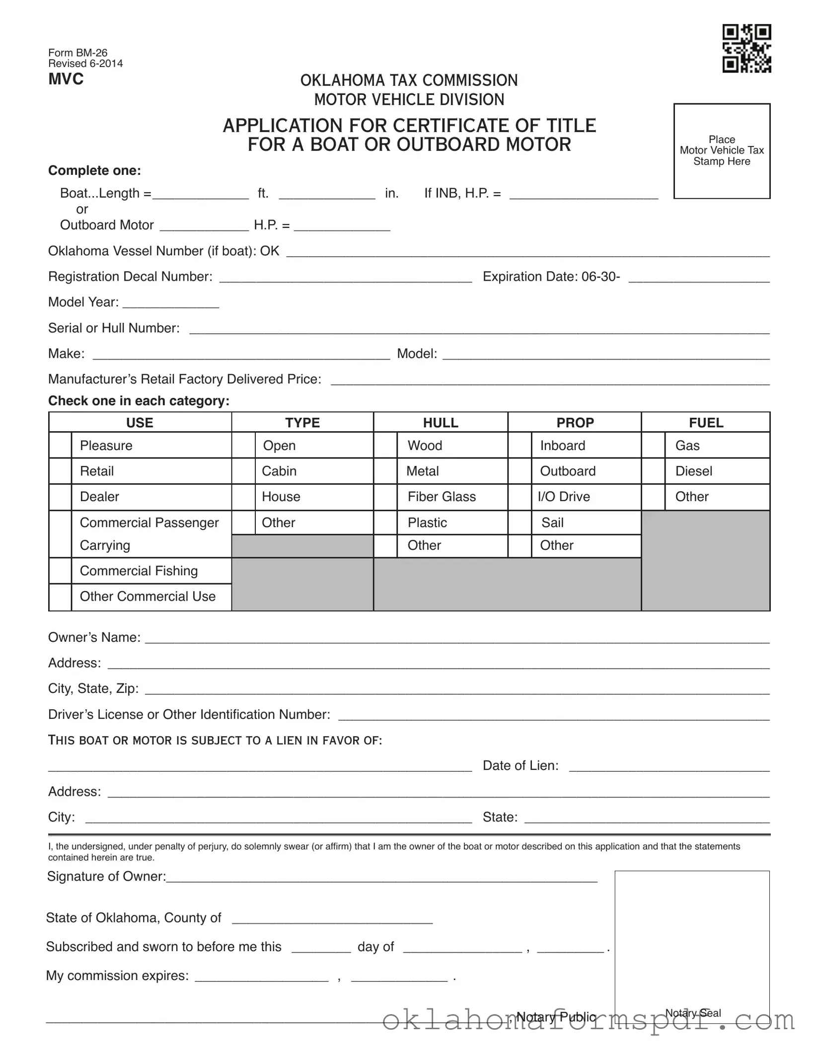 Fill Out a Valid Oklahoma Bm 26 Form