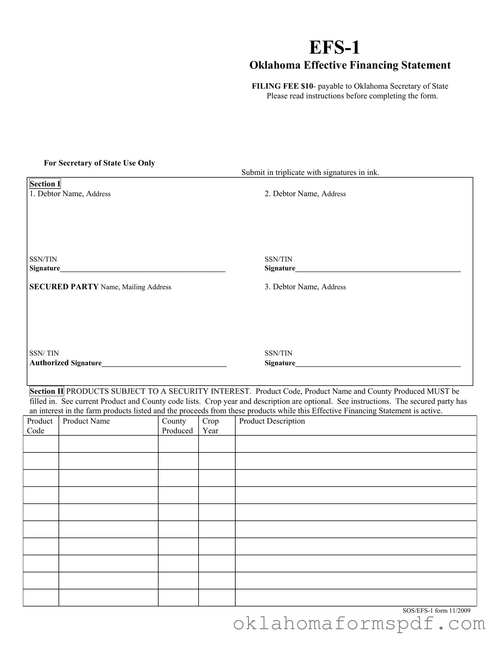 Fill Out a Valid Oklahoma Efs 1 Form
