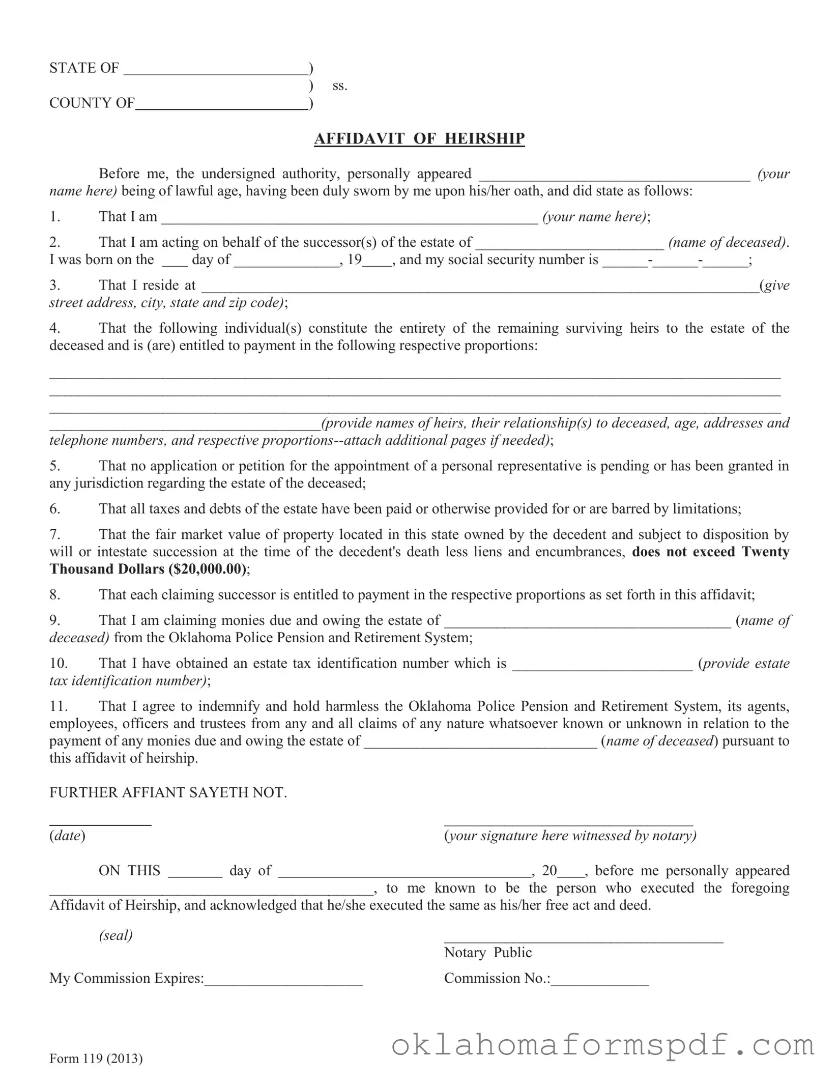 Fill Out a Valid Oklahoma Legal Heirship Form