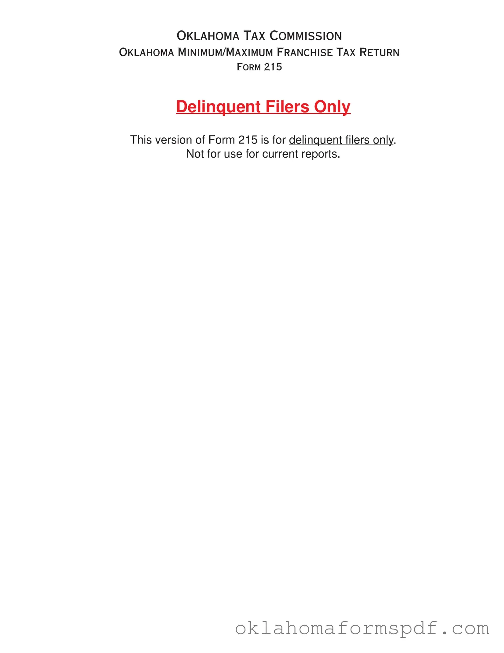 Fill Out a Valid Oklahoma Minimum Franchise Tax Form
