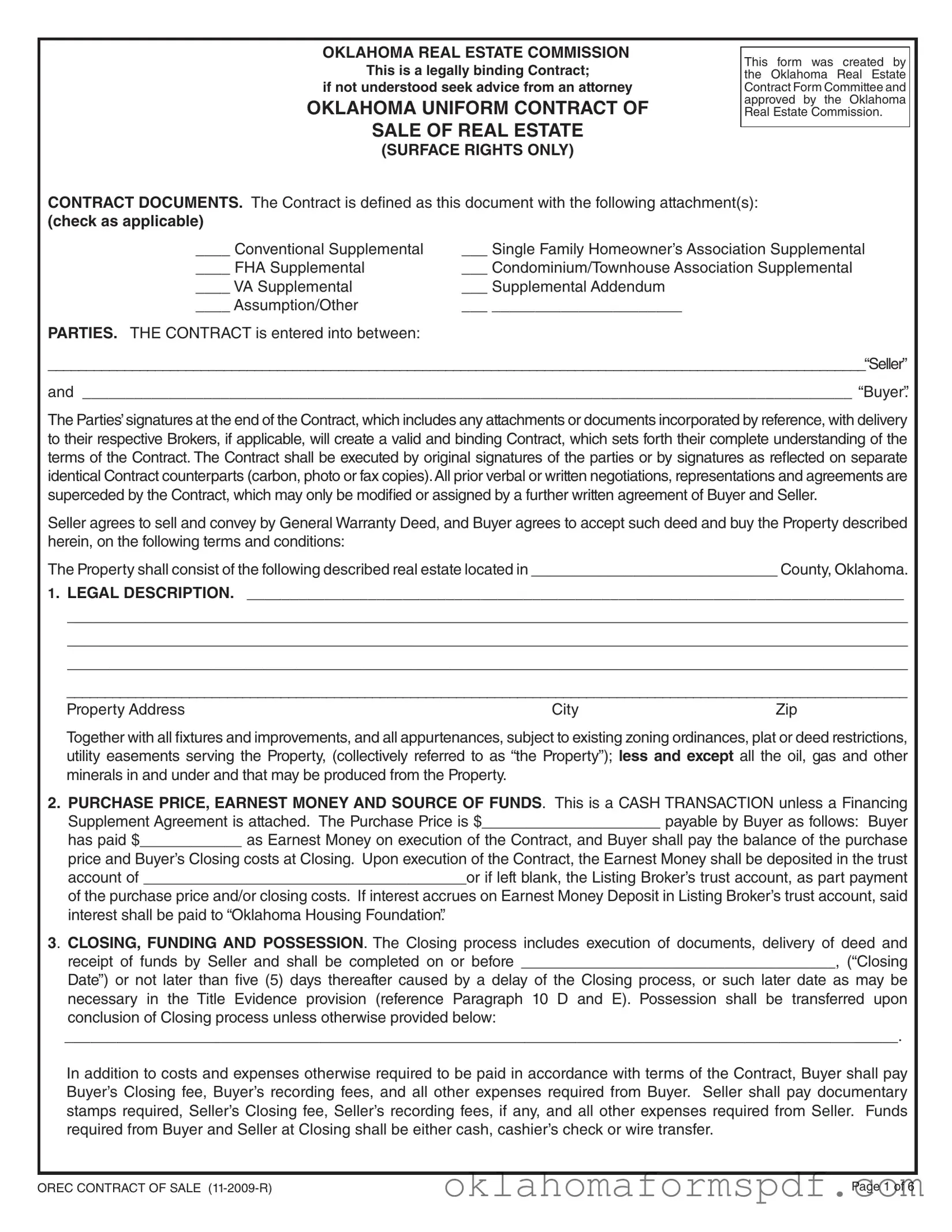 Fill Out a Valid Oklahoma Real Estate Form