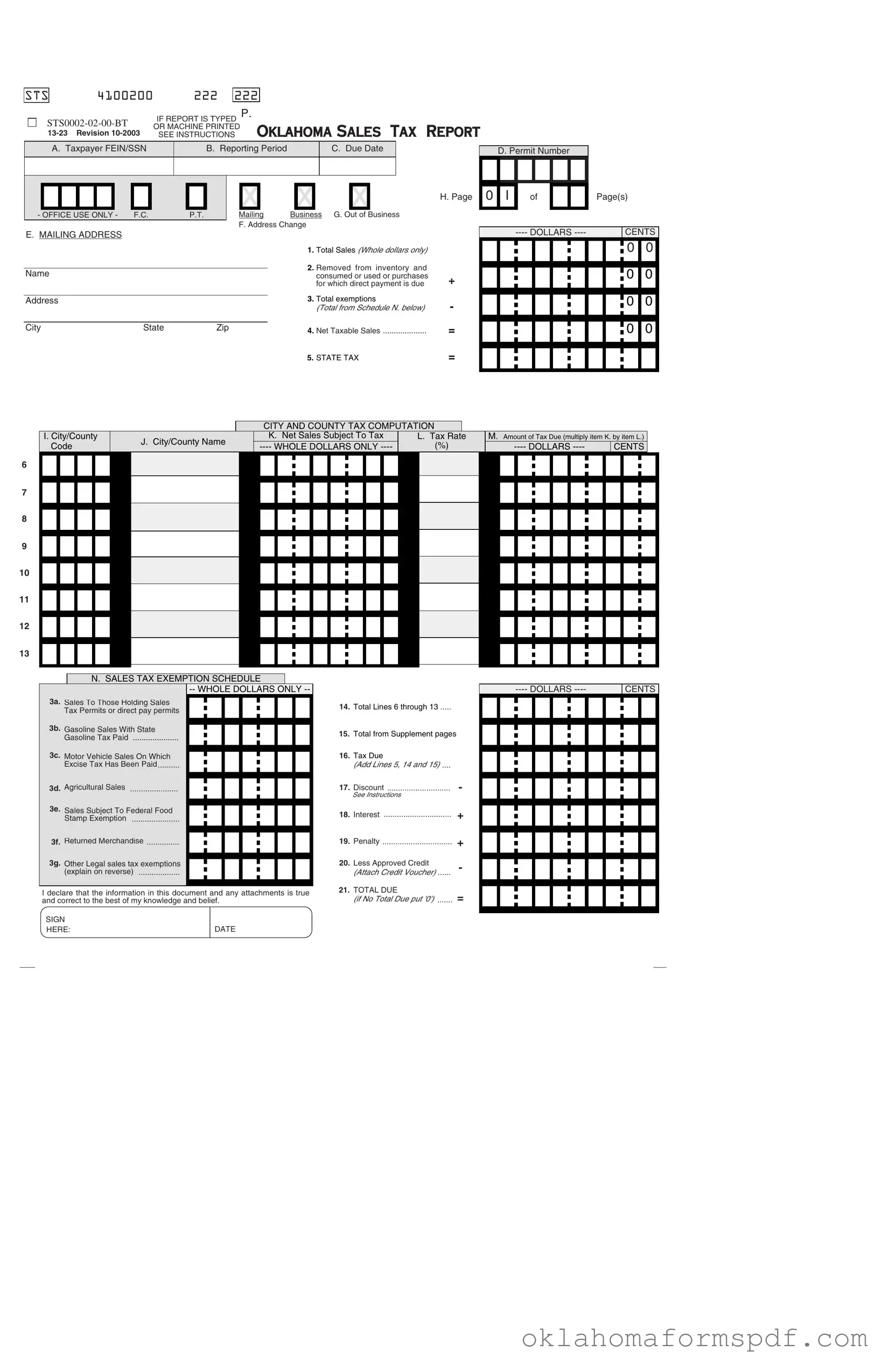 Fill Out a Valid Oklahoma Sales Tax Report Form