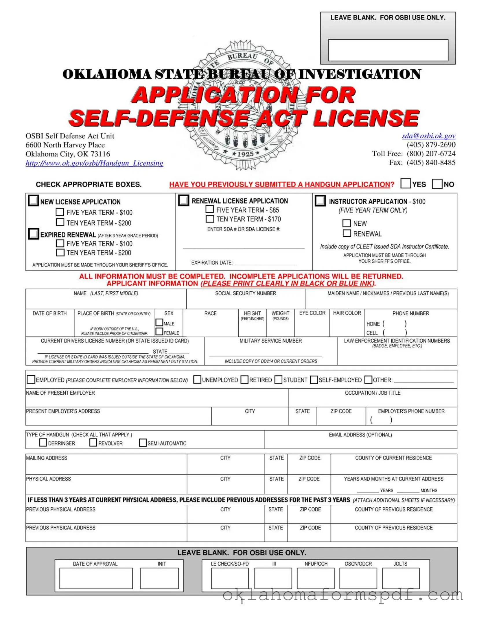 Fill Out a Valid Oklahoma Sda Application Form