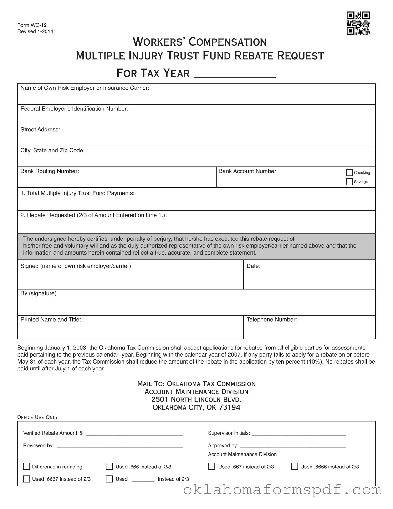 Fill Out a Valid Oklahoma Wc 12 Form