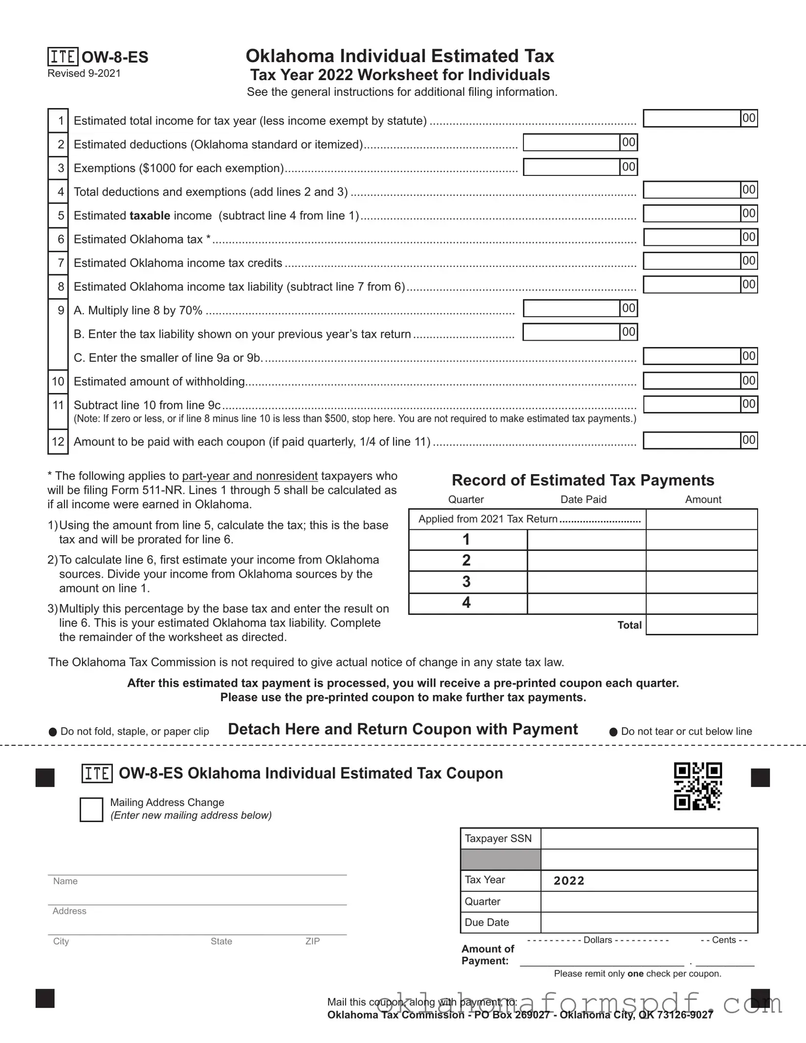 Fill Out a Valid Ow 8 Es Oklahoma Form