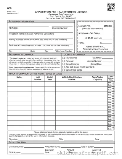 Fill Out a Valid Oklahoma 309A Form