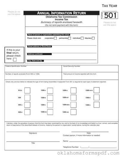 Fill Out a Valid Oklahoma 501 Form