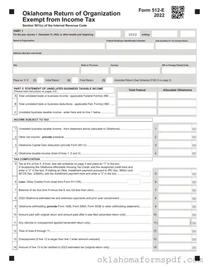 Fill Out a Valid Oklahoma 512E Form