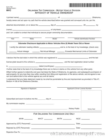 Fill Out a Valid Oklahoma 753 Form