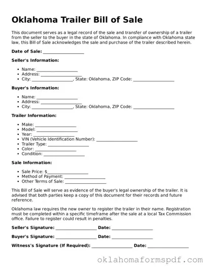 Attorney-Verified Trailer Bill of Sale Form for the State of Oklahoma