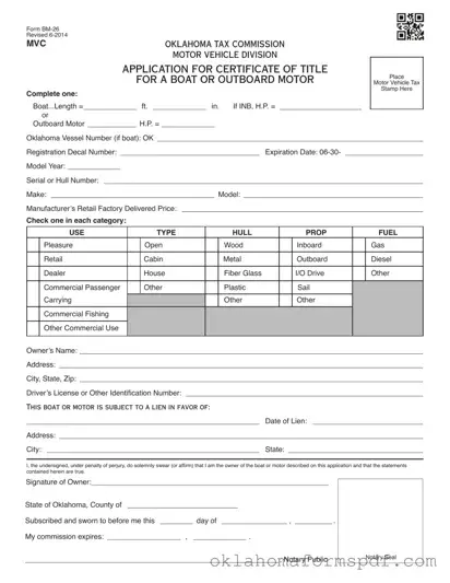 Fill Out a Valid Oklahoma Bm 26 Form