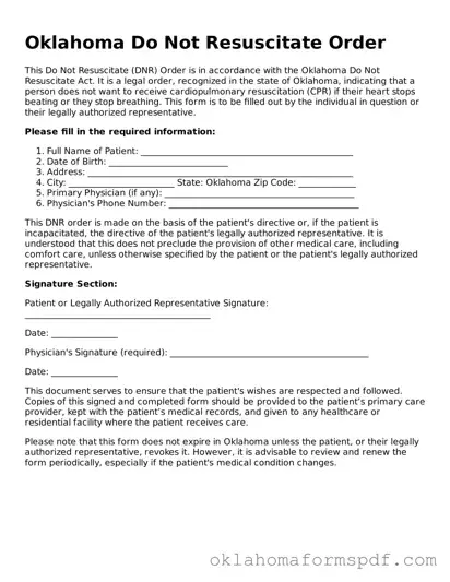 Attorney-Verified Do Not Resuscitate Order Form for the State of Oklahoma