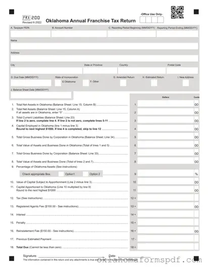 Fill Out a Valid Oklahoma Franchise Form