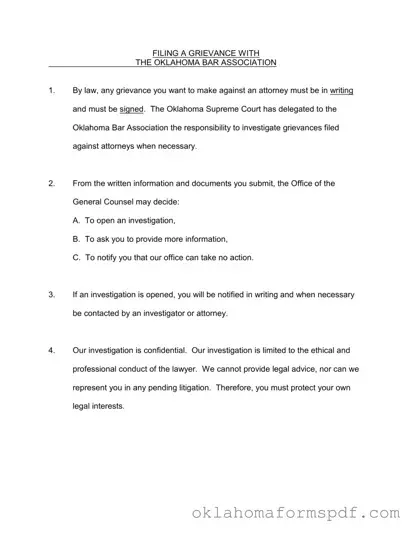 Fill Out a Valid Oklahoma Grievance Form