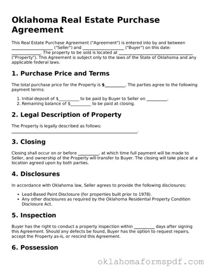 Attorney-Verified Real Estate Purchase Agreement Form for the State of Oklahoma