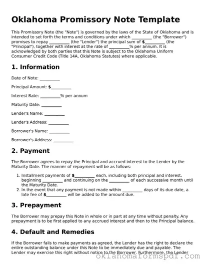 Attorney-Verified Promissory Note Form for the State of Oklahoma