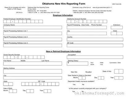 Fill Out a Valid Oklahoma New Hire Reporting Form