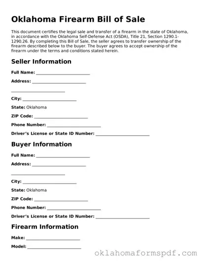 Attorney-Verified Firearm Bill of Sale Form for the State of Oklahoma