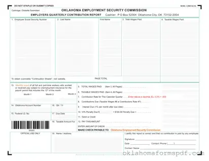 Fill Out a Valid Oklahoma Quarterly Contribution Report Form