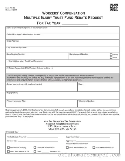 Fill Out a Valid Oklahoma Wc 12 Form