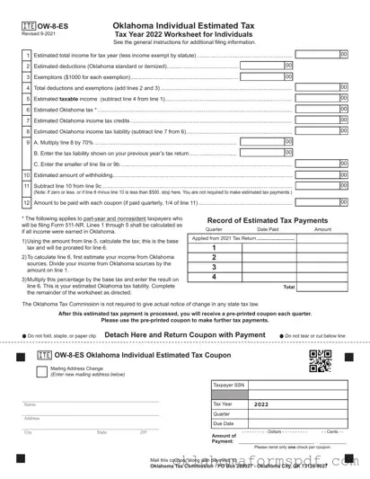 Fill Out a Valid Ow 8 Es Oklahoma Form